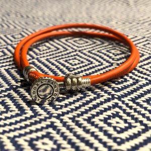 Leather Orange Pandora Bracelet